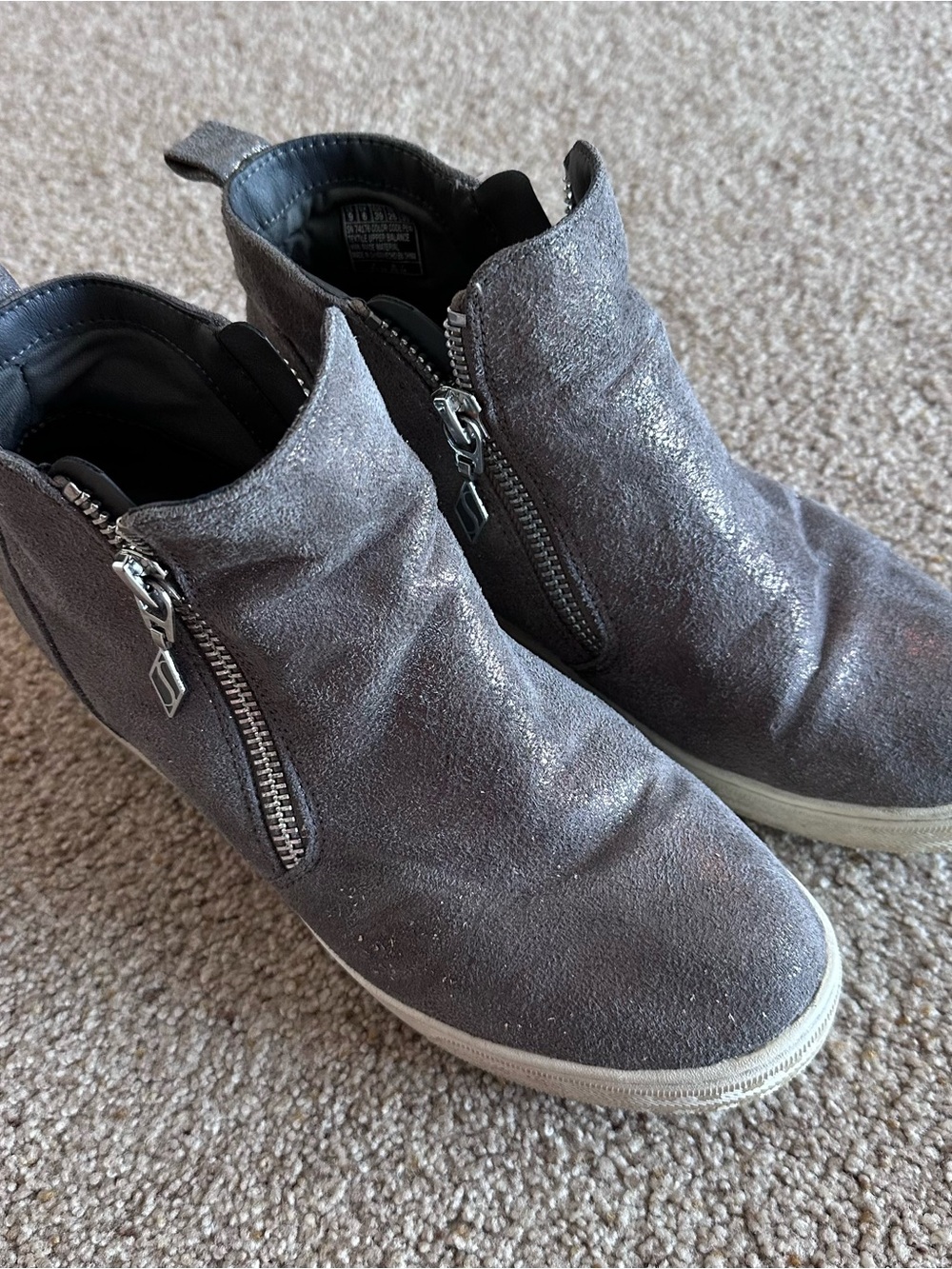 Metallic Gray Double Side-Zip Wedge Sneakers - Women’s 9